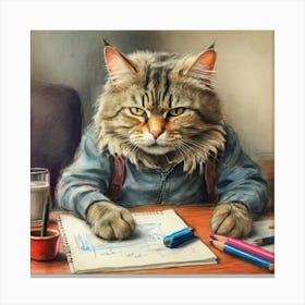 Cat Drawing 5 Canvas Print