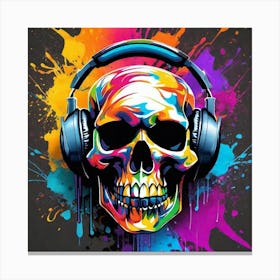 Skull With Headphones 48 Canvas Print