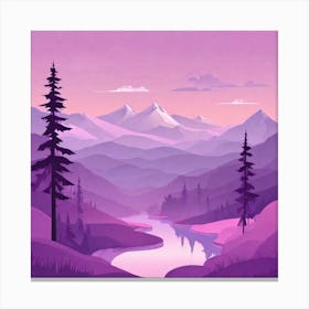 Misty mountains background in purple tone 123 Canvas Print