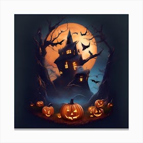 Halloween House In The Forest Canvas Print