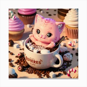 Cat In A Cup Canvas Print