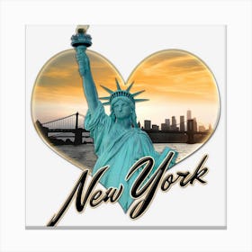 Nyc New York City Skyline Souvenir Statue Of Liberty Canvas Print