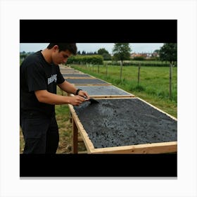 Man Pouring Concrete Canvas Print