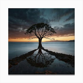 Lone Tree At Sunset Canvas Print