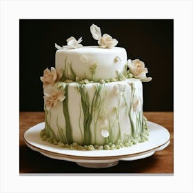 Wedding Cake With Flowers Canvas Print