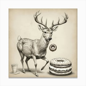 Deer With Donut 1 Canvas Print