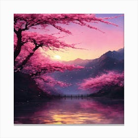 Cherry Blossoms At Sunset Canvas Print