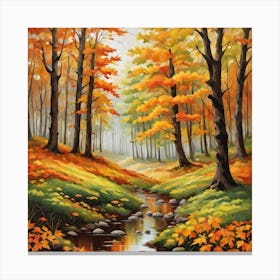 Forest In Autumn In Minimalist Style Square Composition 184 Canvas Print