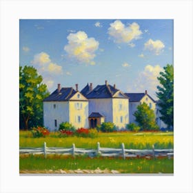 Outdoor Elegance Homes Framed by a Fence House In The Country Canvas Print