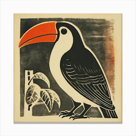Retro Bird Lithograph Toucan 3 Canvas Print