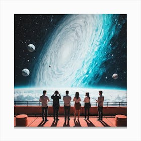 Group Of People Looking At Space Canvas Print