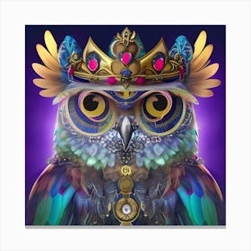 Owl With Crown Canvas Print