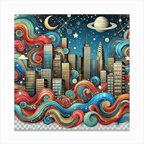 Abstract City Skyline Png Canvas Print