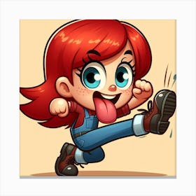 Cartoon Girl Kicking Canvas Print