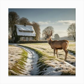 Deer In The Snow 1 Canvas Print