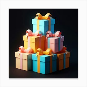 Gift Boxes On Black Background Canvas Print