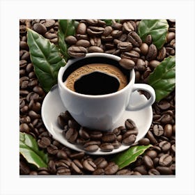 Coffee Cup On Coffee Beans 10 Canvas Print