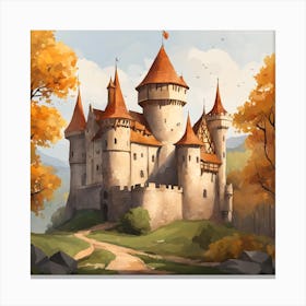 Medieval Castle Painting (6) Canvas Print