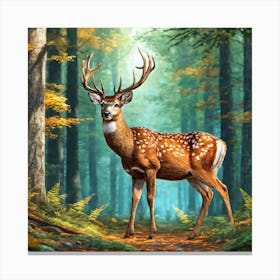 Deer In The Forest 163 Canvas Print