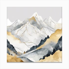 Watercolor Mountains Canvas Print