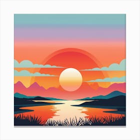 Sunset Over The Lake Canvas Print