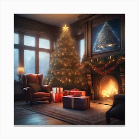 Christmas Tree In The Living Room 89 Canvas Print