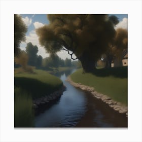 Stream In The Countryside 10 Canvas Print