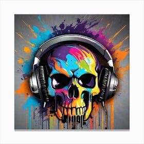 Skull With Headphones 59 Canvas Print