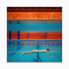 In Style of David Hockney. Swimming Pool at Night Series 2 Canvas Print