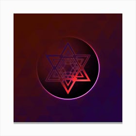 Geometric Neon Glyph on Jewel Tone Triangle Pattern 264 Canvas Print
