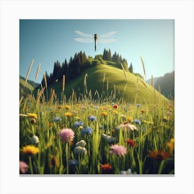 Dragonfly In The Meadow 2 Canvas Print