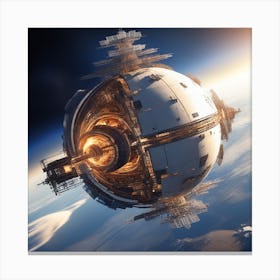 Planet Earth Constructing Into Metalica Space Station Canvas Print