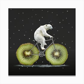 Polar Bear On A Bicycle Canvas Print