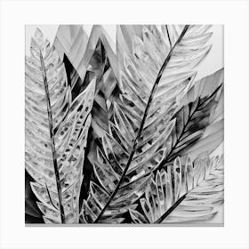 Black And White Leaves Canvas Print