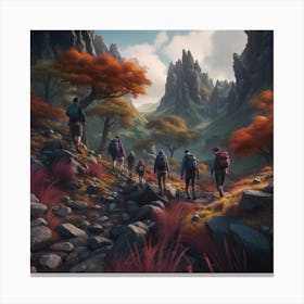 Group Hikers in the Wilderness Canvas Print