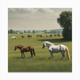 Horses In A Field 6 Canvas Print