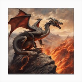 Dragon In Flames Canvas Print