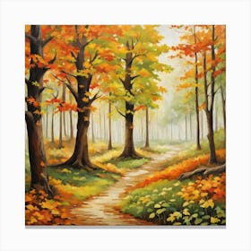 Forest In Autumn In Minimalist Style Square Composition 360 Canvas Print