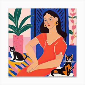 Woman With Cats, The Matisse Inspired Art Collection Canvas Print