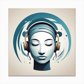 Woman With Headphones Canvas Print