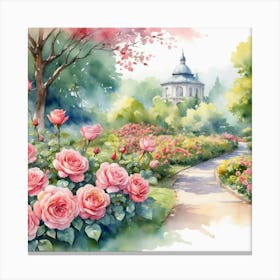 Roses In The Garden 3 Canvas Print
