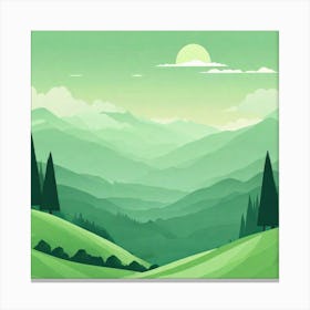 Misty mountains background in green tone 23 Canvas Print