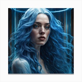 Blue Haired Girl Canvas Print