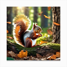 Squirrel In The Autumn Forest 2 Canvas Print