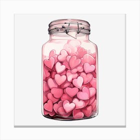 Pink Hearts In A Jar 4 Canvas Print