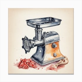 Watercolor Illustration Of A Meat Grinder Canvas Print