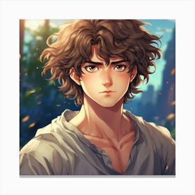 Anime Boy With Curly Hair Canvas Print