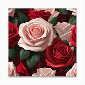 Roses Seamless Pattern Canvas Print
