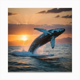 Humpback Whale Leaping Out Of The Water 4 Canvas Print