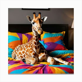 Giraffe In Bed Canvas Print